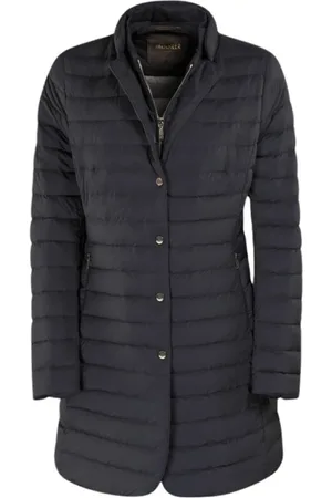 MOORER Dames, Mantels, Blauw, Maat: XS Zijde