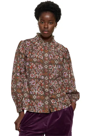 Antik Batik Dames, Blouses & Shirts, Bruin, Maat: S Katoen