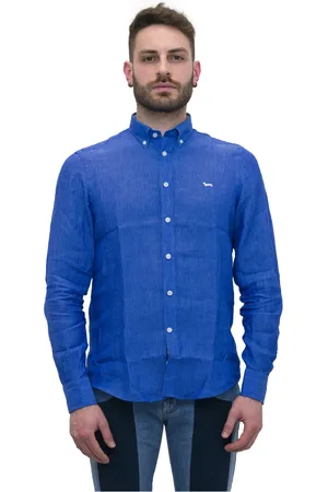 HARMONT&BLAINE Heren, Overhemden, Blauw, Maat: 6XL Linnen