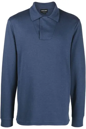 Giorgio Armani Heren, Tops, Blauw, Maat: M Katoen