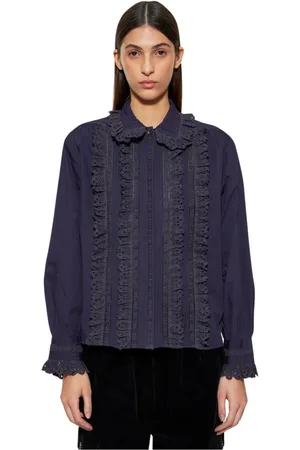 Antik Batik Dames, Blouses & Shirts, Blauw, Maat: S Katoen