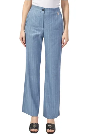 Relish Dames, Broeken, Blauw, Maat: L Linnen