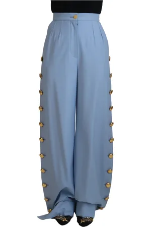 Dolce & Gabbana Dames, Broeken, Blauw, Maat: XS Leer