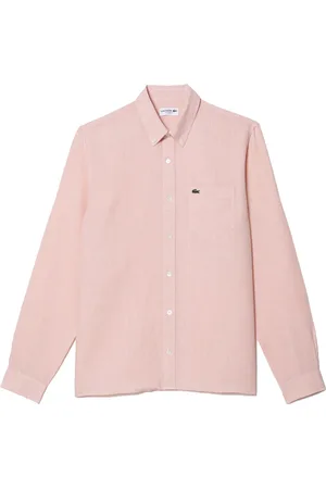 Lacoste Heren, Overhemden, Roze, Maat: 5XL Linnen
