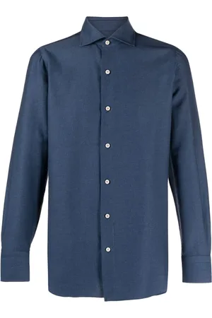 Finamore Heren, Overhemden, Blauw, Maat: S Katoen