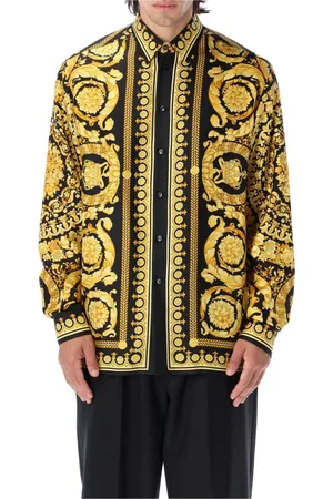 VERSACE Heren, Overhemden, Veelkleurig, Maat: XL Zijde