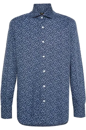 BARBA Heren, Overhemden, Blauw, Maat: 4XL Katoen