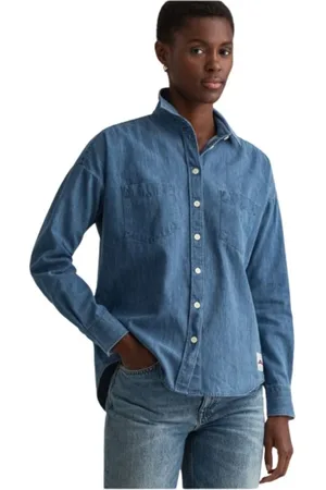 GANT Dames, Blouses & Shirts, Blauw, Maat: 3XL Denim