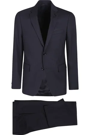 LARDINI Heren, Pakken, Blauw, Maat: L Wol