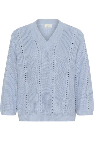 Kaffe Dames, Truien, Blauw, Maat: XS Katoen