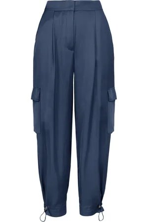 Bomboogie Dames, Broeken, Blauw, Maat: M Satijn
