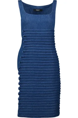 VERSACE Dames, Jurken, Blauw, Maat: 2XS Denim