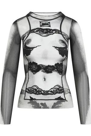 Jean Paul Gaultier Dames, Tops, Zwart, Maat: M Polyamide