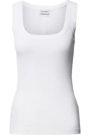 Calvin Klein Dames, Tops, Wit, Maat: L Katoen