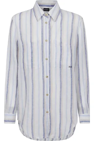 FAY Dames, Blouses & Shirts, Blauw, Maat: M Katoen