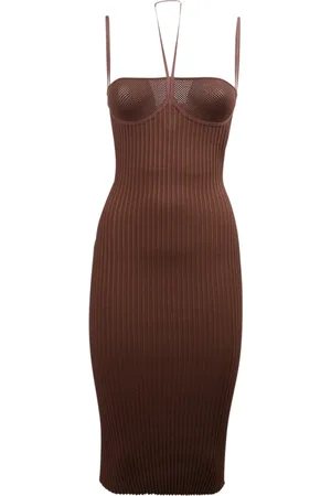 ANDREA ADAMO Dames, Jurken, Bruin, Maat: XS Viscose