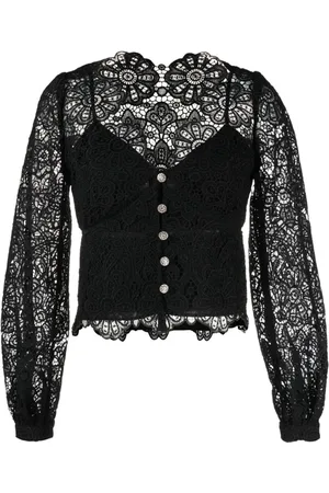 Self-Portrait Dames, Blouses & Shirts, Zwart, Maat: 2XS Acryl