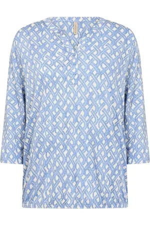 soyaconcept Dames, Blouses & Shirts, Blauw, Maat: M Katoen