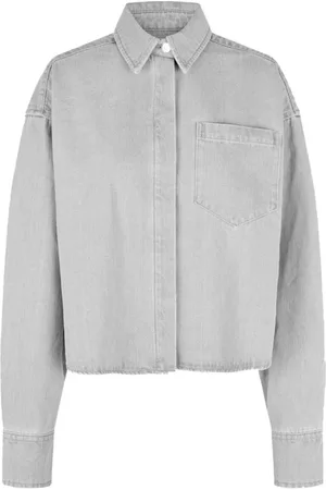 Second Female Dames, Blouses & Shirts, Grijs, Maat: S Denim