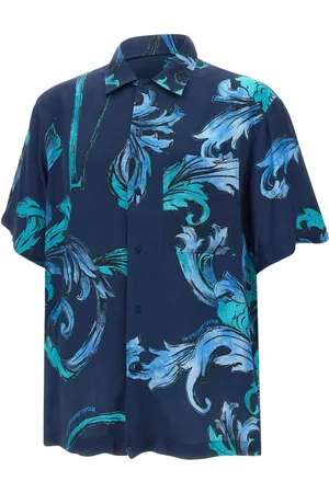 VERSACE Heren, Overhemden, Blauw, Maat: XL Viscose