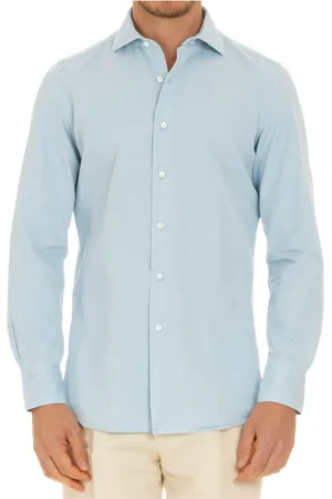 Finamore Heren, Overhemden, Blauw, Maat: S Denim