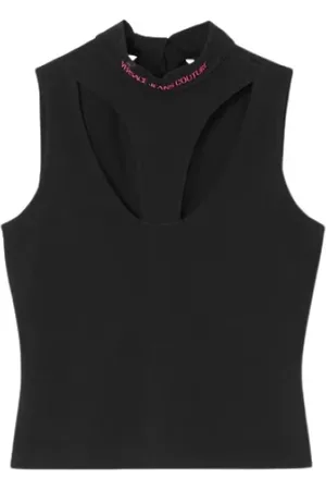 VERSACE Dames, Tops, Zwart, Maat: M Katoen