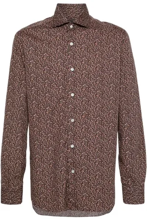 BARBA Heren, Overhemden, Bruin, Maat: XL Katoen