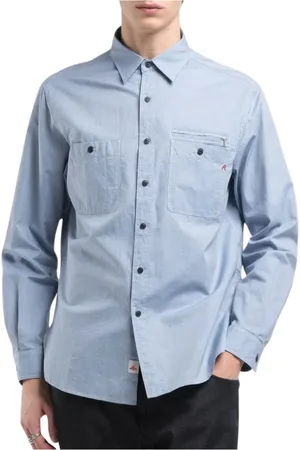 Replay Heren, Overhemden, Blauw, Maat: L Katoen