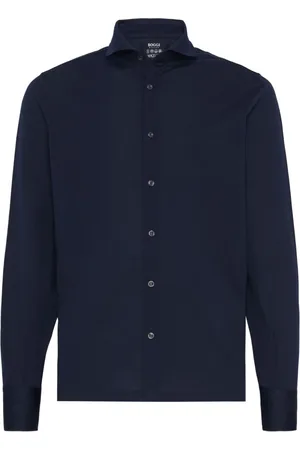 Boggi Milano Heren, Overhemden, Blauw, Maat: XS Piqué