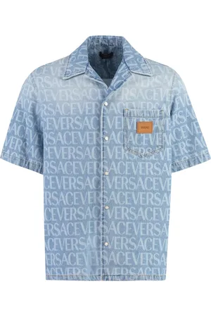 VERSACE Heren, Overhemden, Blauw, Maat: L Denim