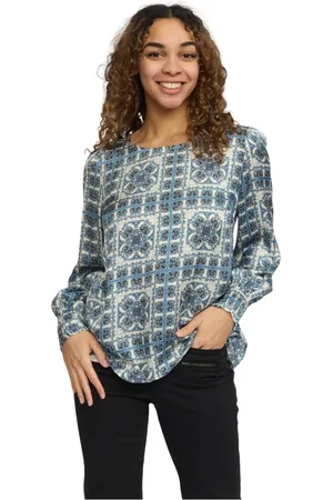 2-Biz Dames, Blouses & Shirts, Blauw, Maat: L Zijde