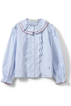 Sofie Schnoor Dames, Blouses & Shirts, Blauw, Maat: S Katoen