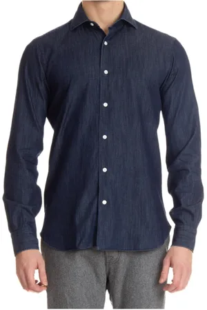 BARBA Heren, Overhemden, Blauw, Maat: 2XL Denim