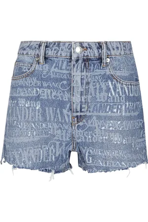Alexander Wang Dames, Korte broeken, Blauw, Maat: W27 Denim