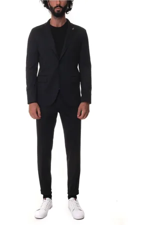 PAOLONI Heren, Pakken, Zwart, Maat: S Viscose