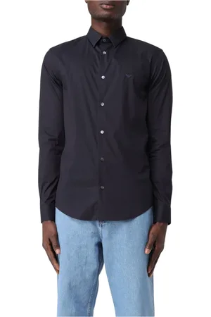 Giorgio Armani Heren, Overhemden, Blauw, Maat: M Katoen