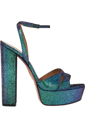 Aquazzura Dames, Schoenen, Groen, Maat: 39 1/2 EU Leer