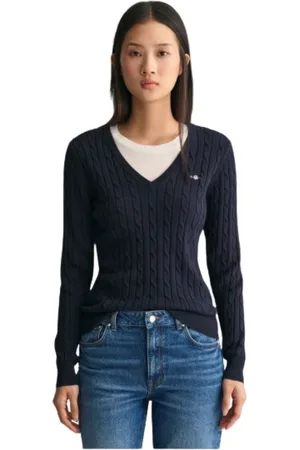 GANT Dames, Truien, Blauw, Maat: XL Katoen