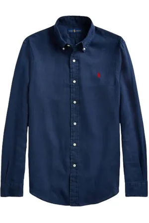 Ralph Lauren Heren, Overhemden, Blauw, Maat: XL Linnen