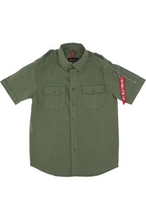 Alpha Industries Heren, Overhemden, Groen, Maat: M