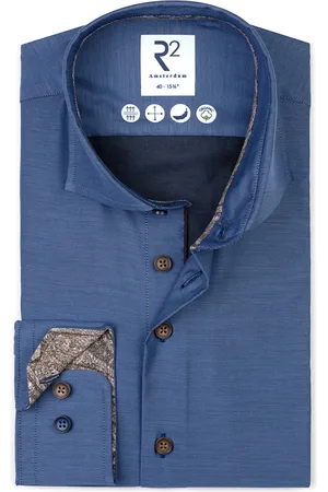 R2 Amsterdam Heren, Overhemden, Blauw, Maat: 3XL