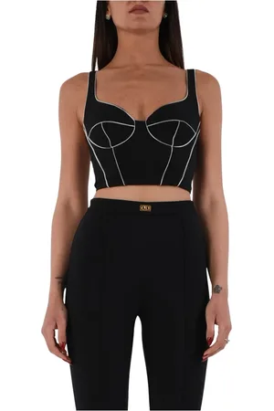 Elisabetta Franchi Dames, Tops, Zwart, Maat: 2XL Poliester