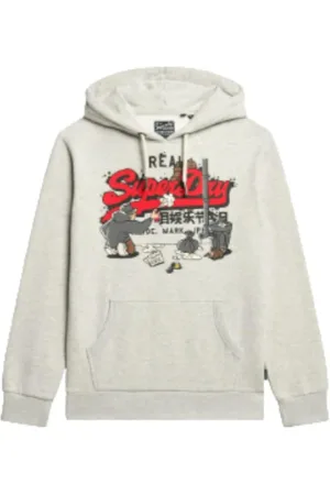 Superdry Heren, Sweatshirts & Hoodies, Grijs, Maat: M Katoen