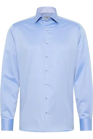 ETERNA Heren, Overhemden, Blauw, Maat: XL Katoen