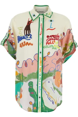 ALÉMAIS Dames, Blouses & Shirts, Veelkleurig, Maat: M Linnen