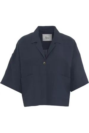 8PM Dames, Blouses & Shirts, Blauw, Maat: S Linnen