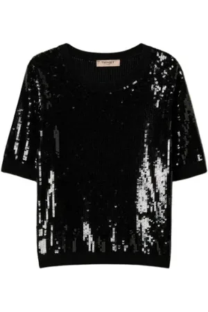 Twin-Set Dames, Tops, Zwart, Maat: L Wol