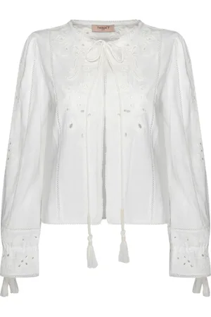 Twin-Set Dames, Blouses & Shirts, Wit, Maat: M Katoen