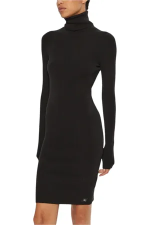 Calvin Klein Dames, Jurken, Zwart, Maat: XL Katoen