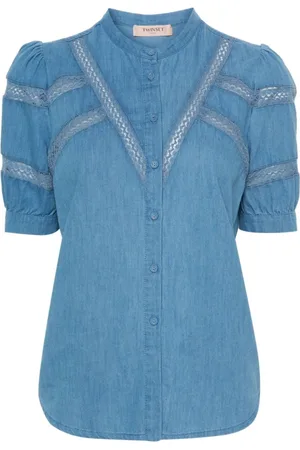 Twin-Set Dames, Blouses & Shirts, Blauw, Maat: XS Denim
